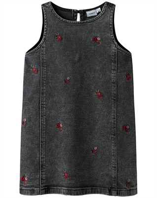 NMFBrynn Kjole - Medium Grey Den/Flower EMB